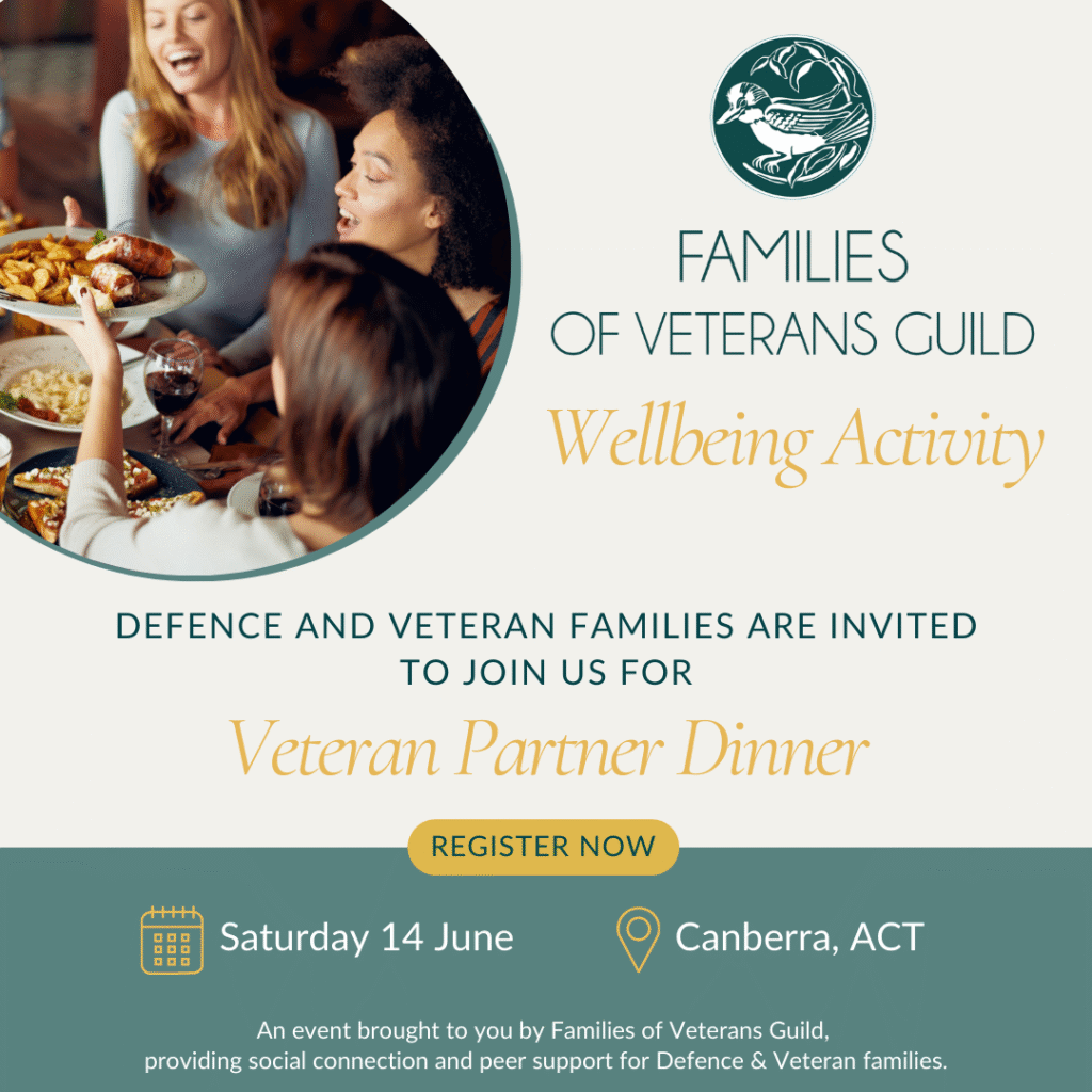 Veteran Partner Dinner wellbeing activity for war widows, defence and veteran families.