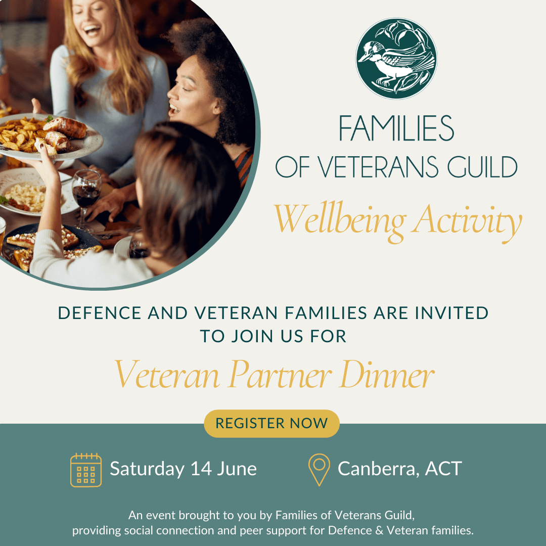 Veteran Partner Dinner wellbeing activity for war widows, defence and veteran families.
