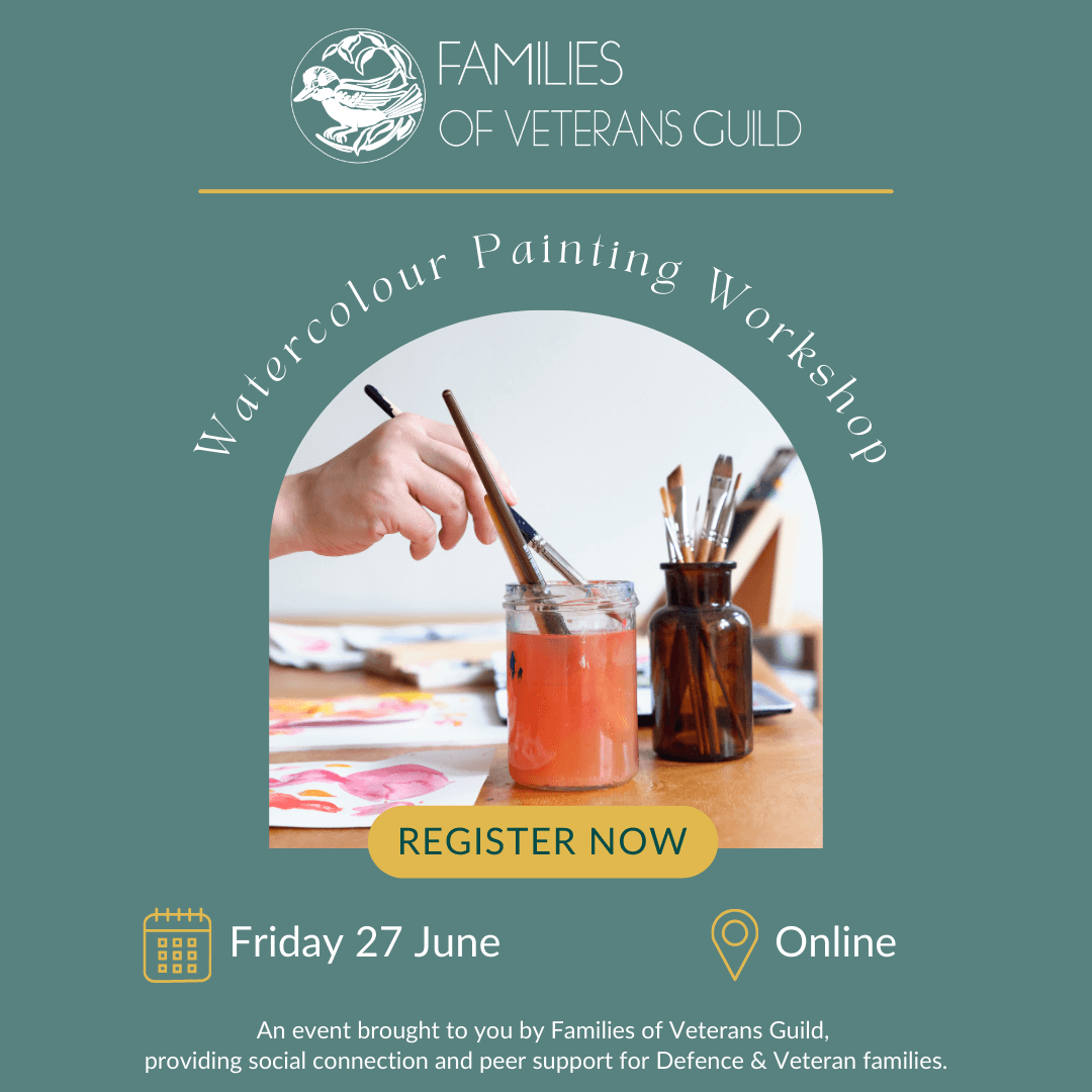 Watercolour painting activity for war widows and defence and veteran families.