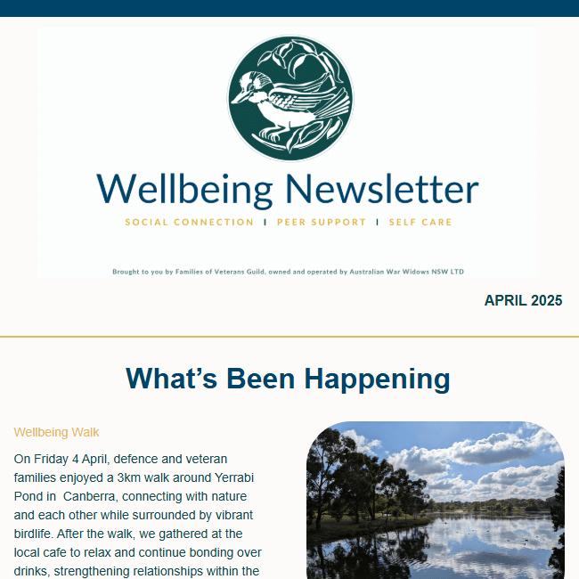 Wellbeing Newsletter for defence and veteran families