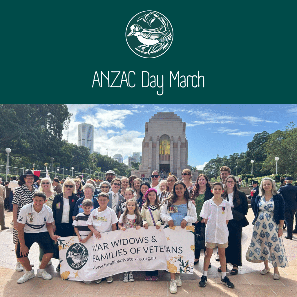 ANZAC March in Sydney CBD, marching with war widows and families of veterans.