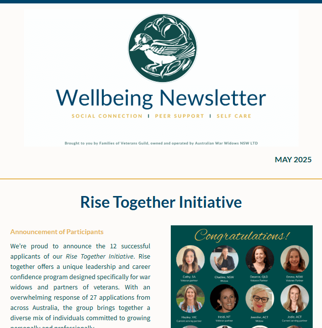 Wellbeing Newsletter for defence and veteran families