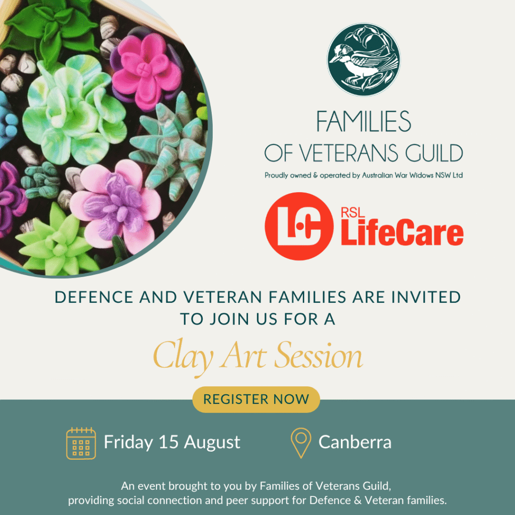 Clay workshop wellbeing activity for war widows, defence and veteran families.