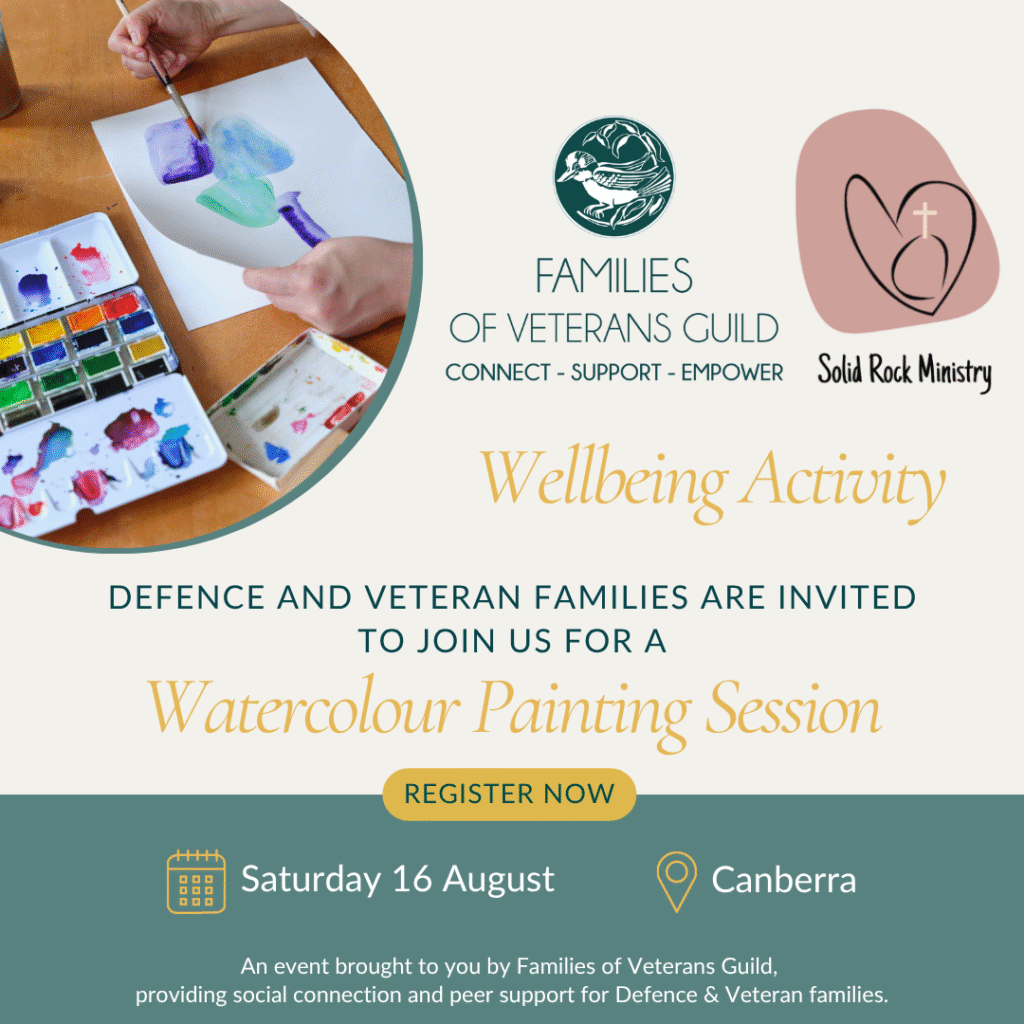 Watercolour painting wellbeing activity for war widows, defence and veteran families.