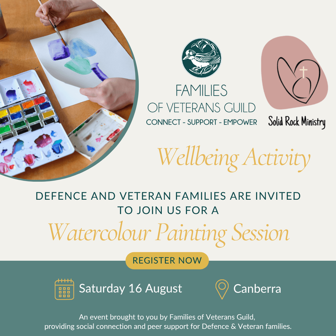 Watercolour painting wellbeing activity for war widows, defence and veteran families.