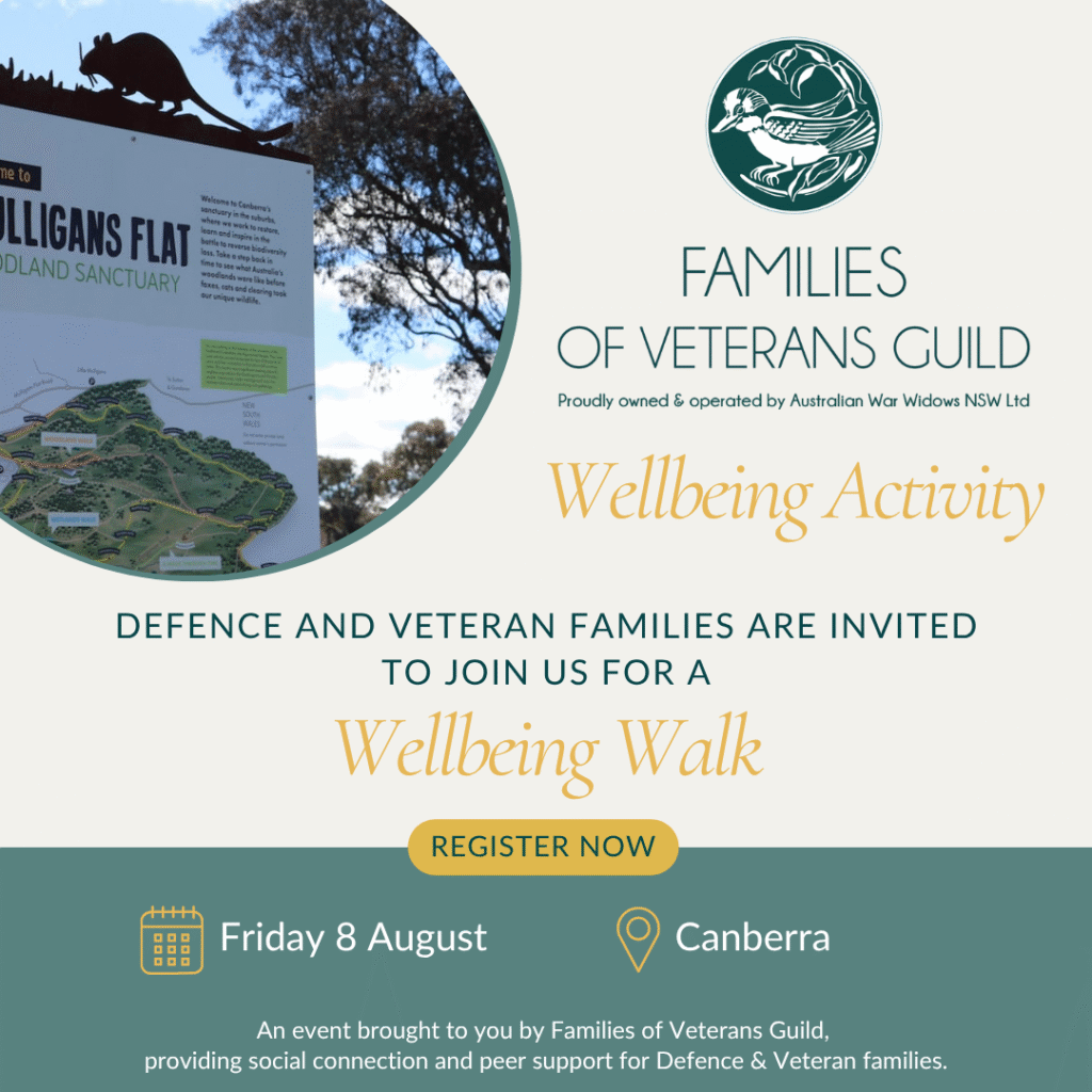 Wellbeing walk wellbeing activity for war widows, defence and veteran families