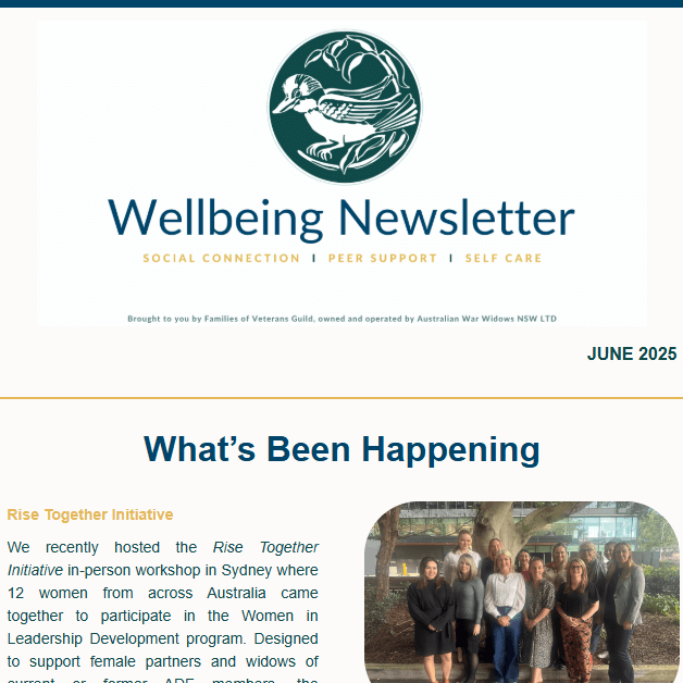 June Wellbeing Newsletter. News for war widows, defence and veteran families