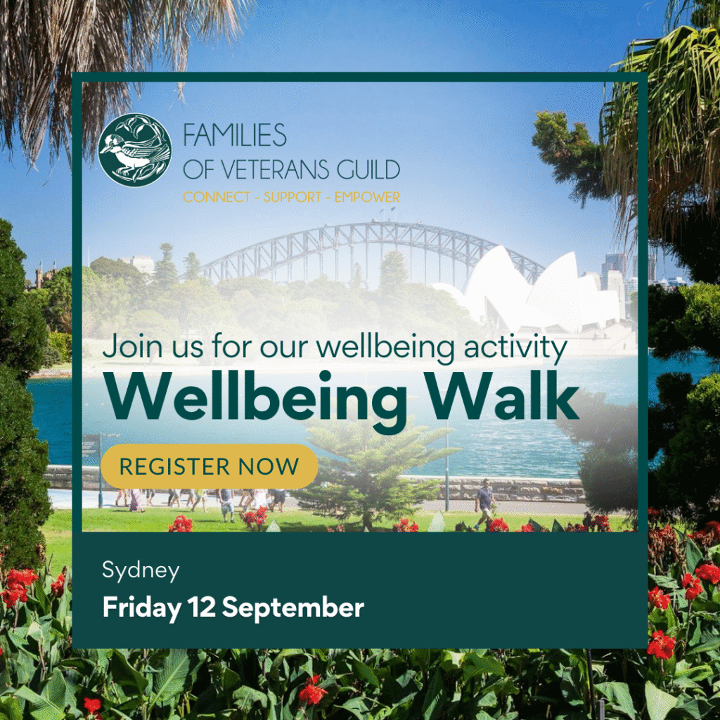 Wellbeing walk for war widows, defence and veteran families. Activities for defence and veteran families.