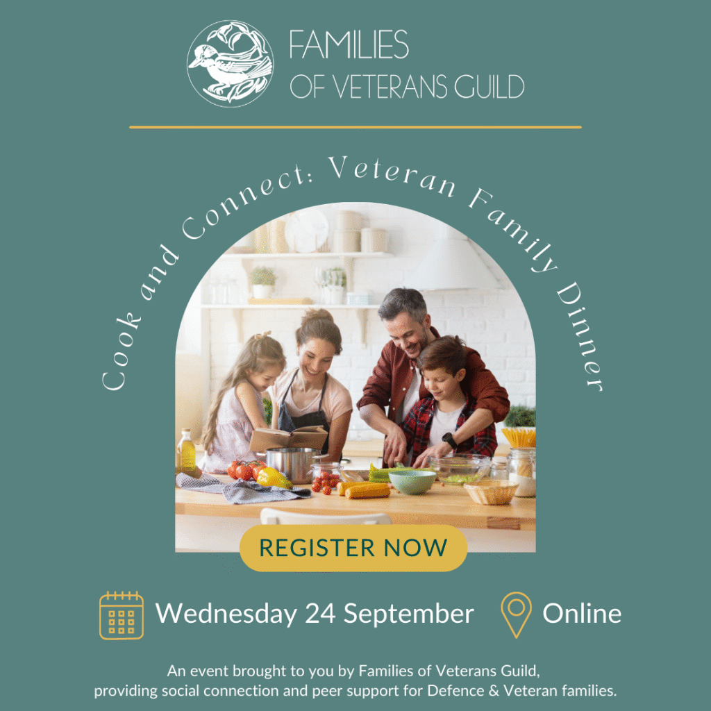 Cook and Connect wellbeing activity for war widows, defence and veteran families. Activities for defence and veteran families.