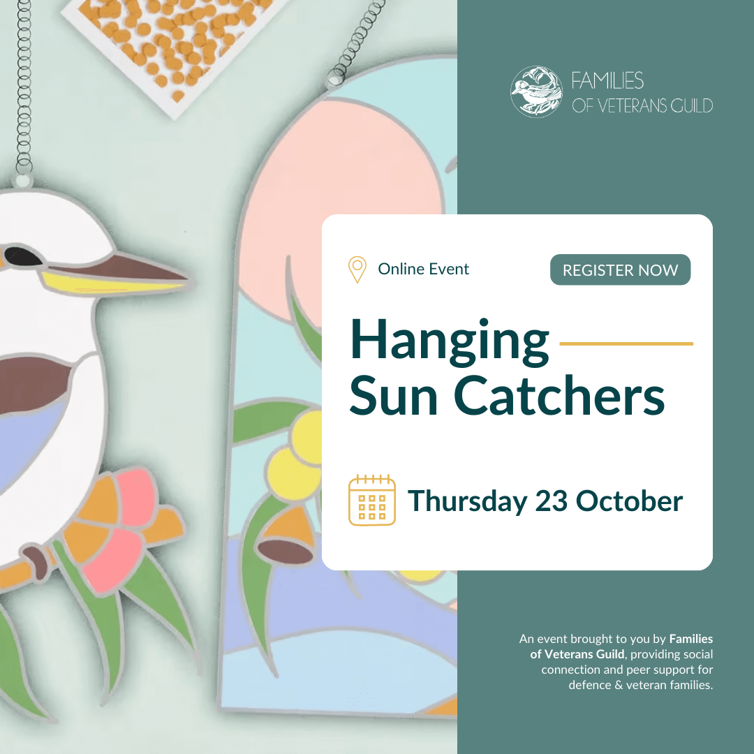 Hanging sun catchers craft for war widows, defence and veteran families. Activities for defence and veteran families.