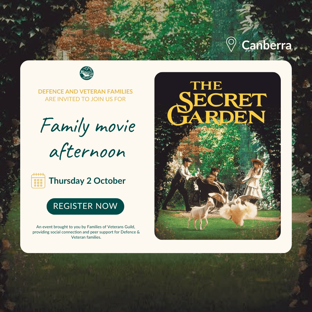 Family movie afternoon for war widows, defence and veteran families. Activities for defence and veteran families.