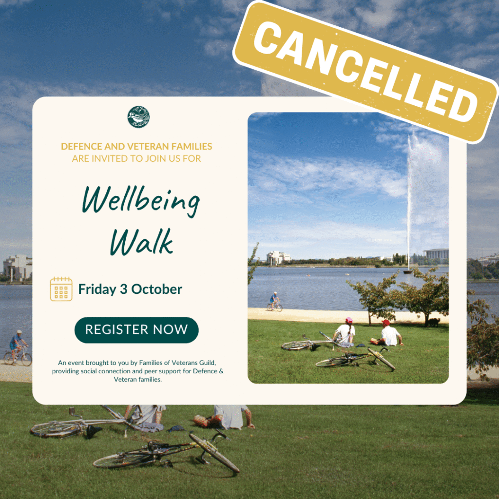 Wellbeing walk for war widows, defence and veteran families. Activities for defence and veteran families.