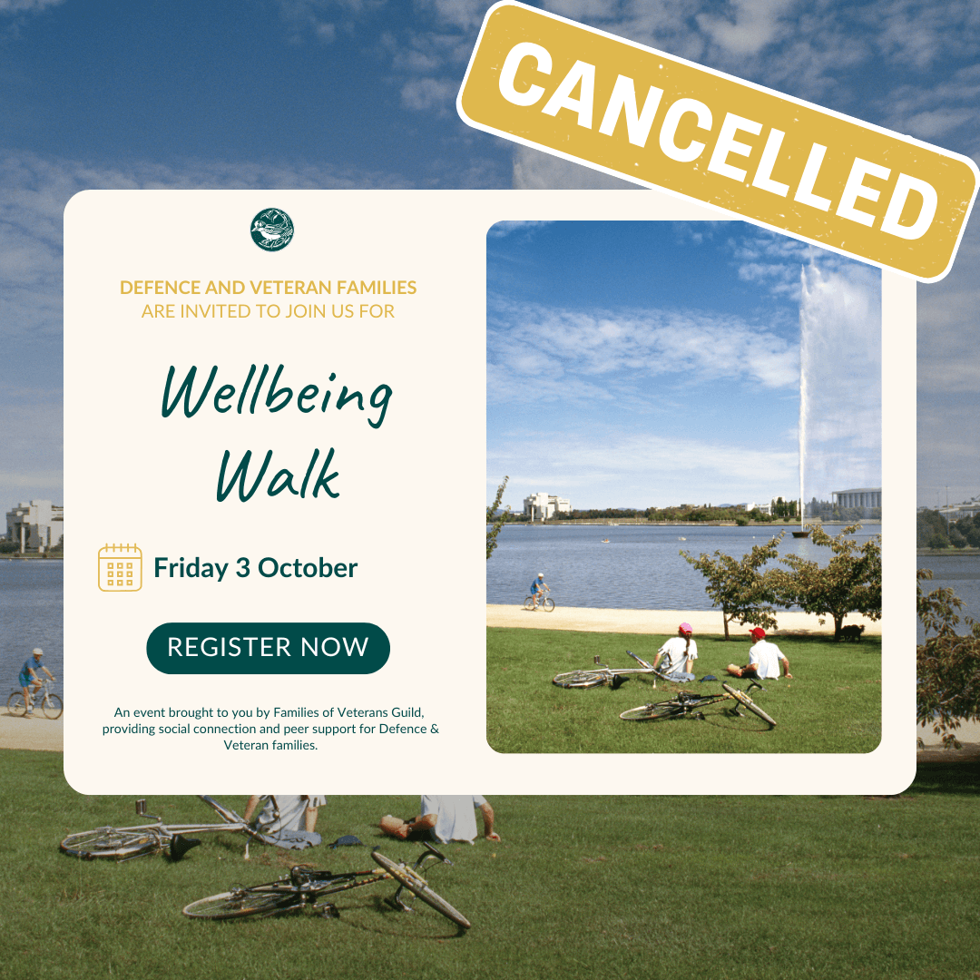 Wellbeing walk for war widows, defence and veteran families. Activities for defence and veteran families.