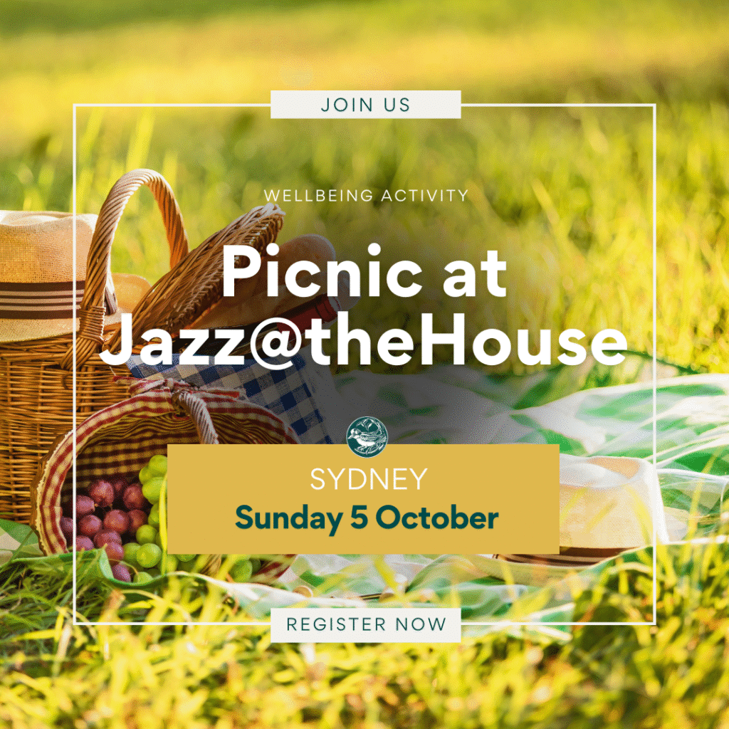 Picnic at Jazz@theHouse for war widows, defence and veteran families. Activities for defence and veteran families.