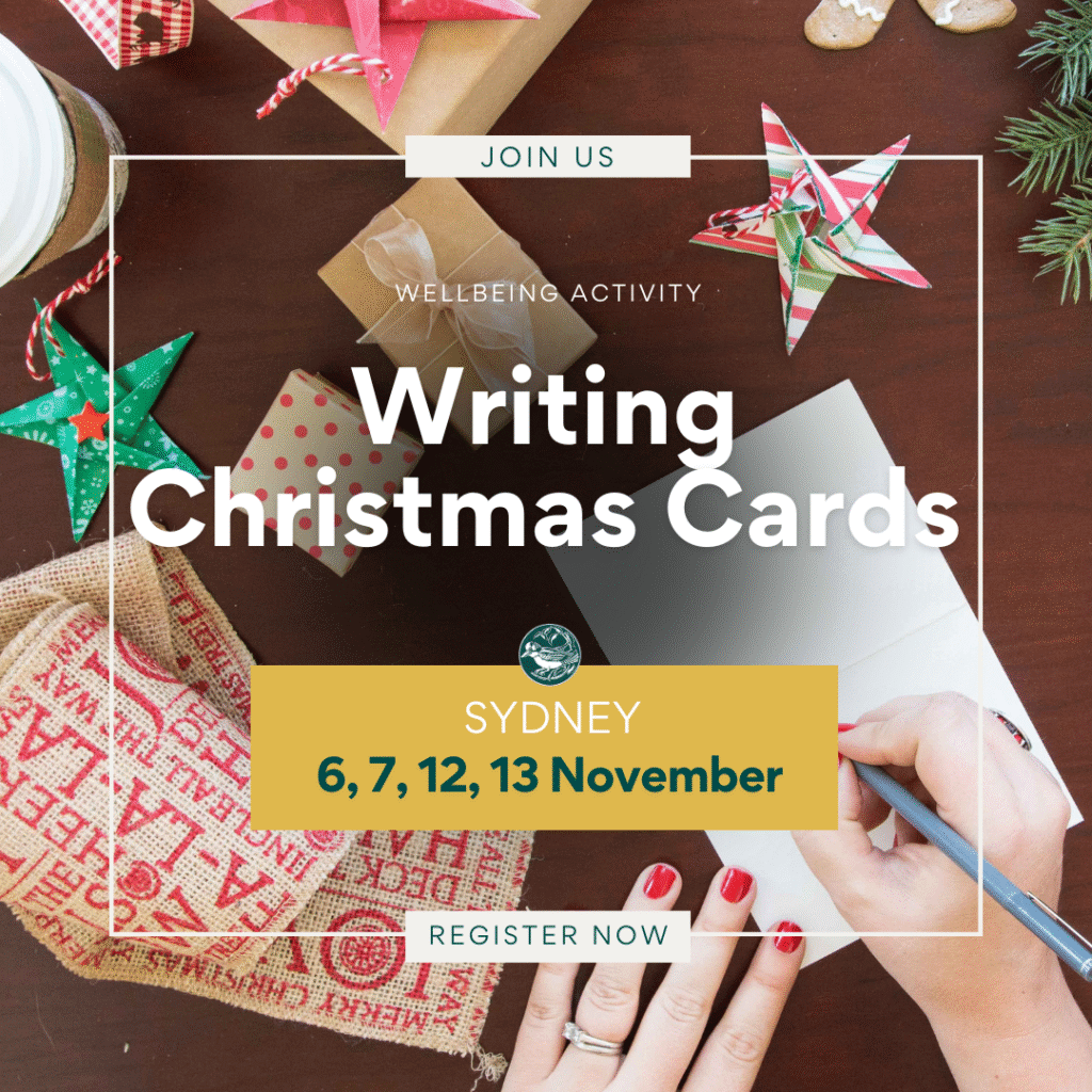 Writing Christmas Cards for war widows, defence and veteran families. Activities for defence and veteran families.