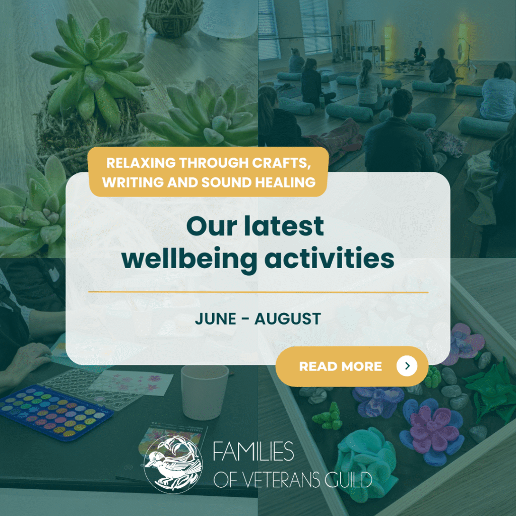 Wellbeing activities in our wellbeing program for veteran families, war widows