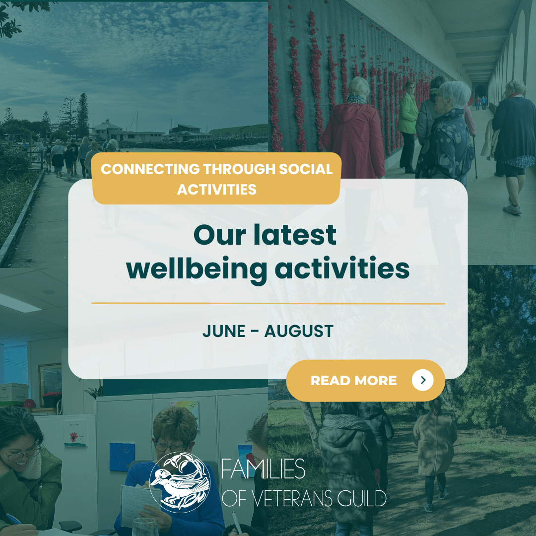 Wellbeing activities in our wellbeing program for veteran families, war widows