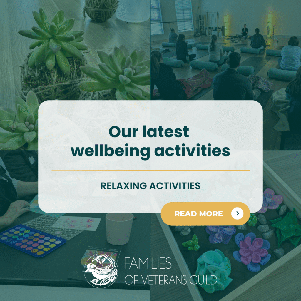 Wellbeing activities in our wellbeing program for veteran families, war widows