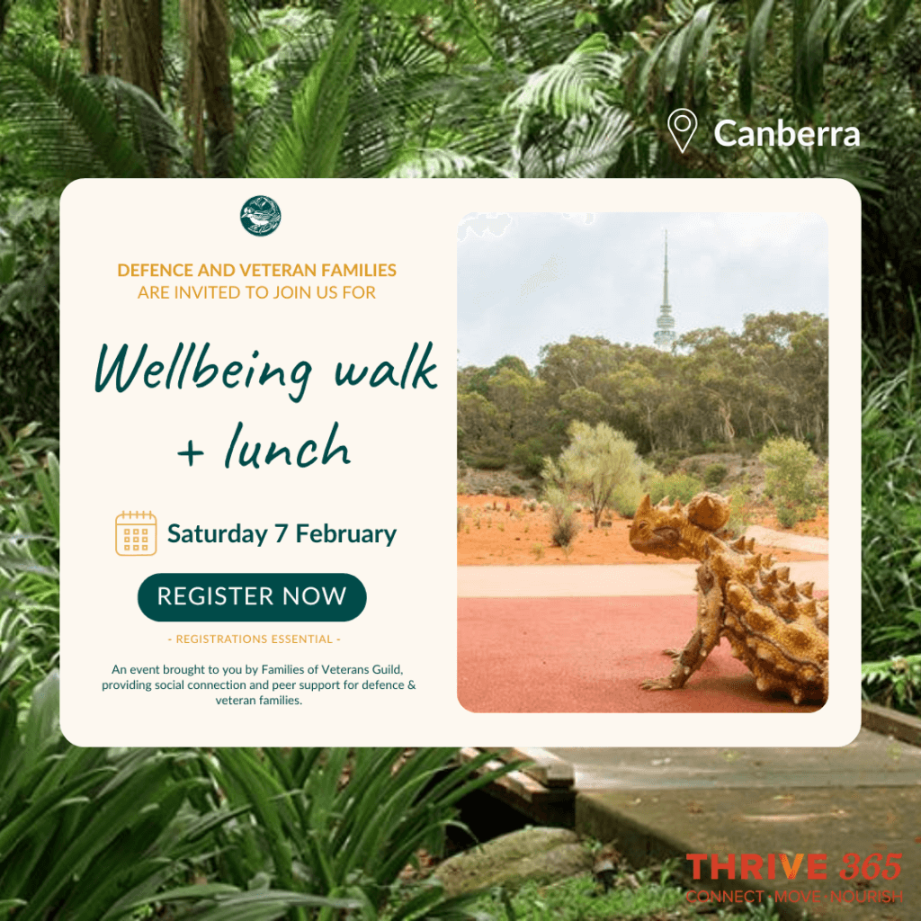 Wellbeing walk and lunch at the Canberra Botanic Gardens for war widows, defence and veteran families
