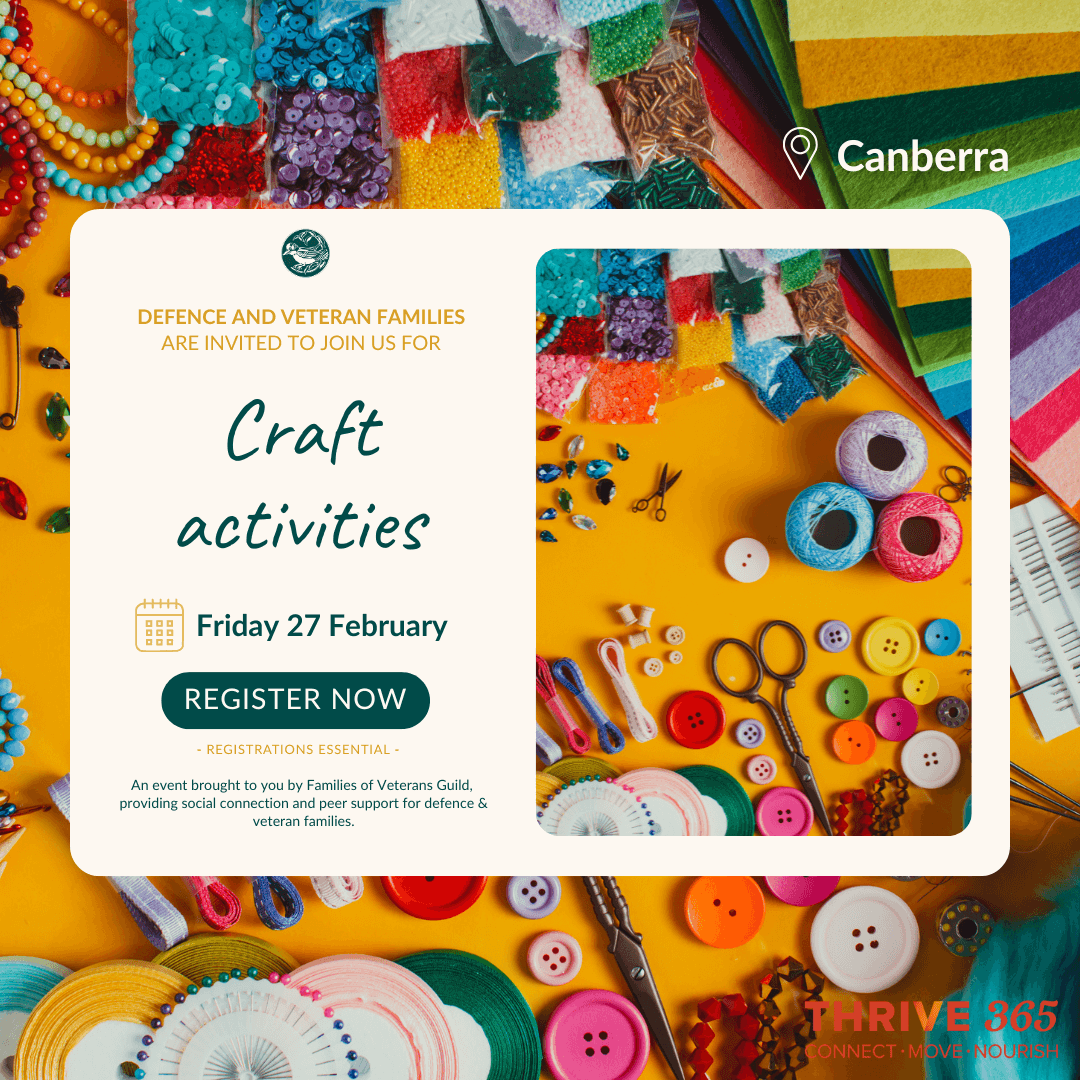 Craft activities Canberra. Activities for war widows, defence and veteran families.