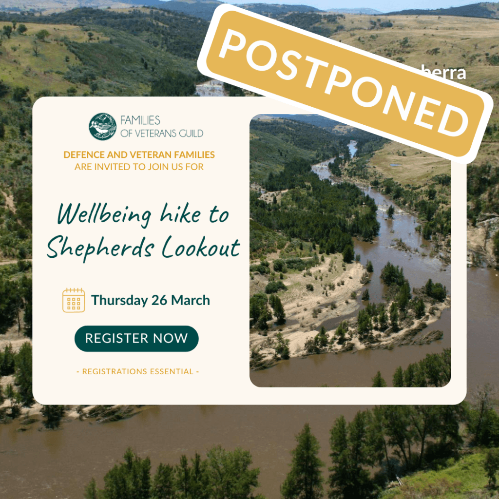 Wellbeing hike Canberra. Activities for war widows, defence and veteran families.