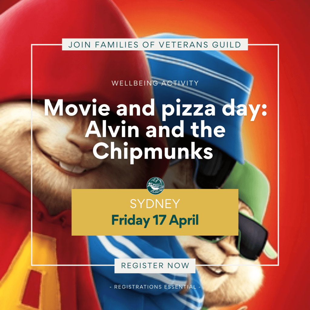Movie and pizza day Sydney. Activities for war widows, defence and veteran families.