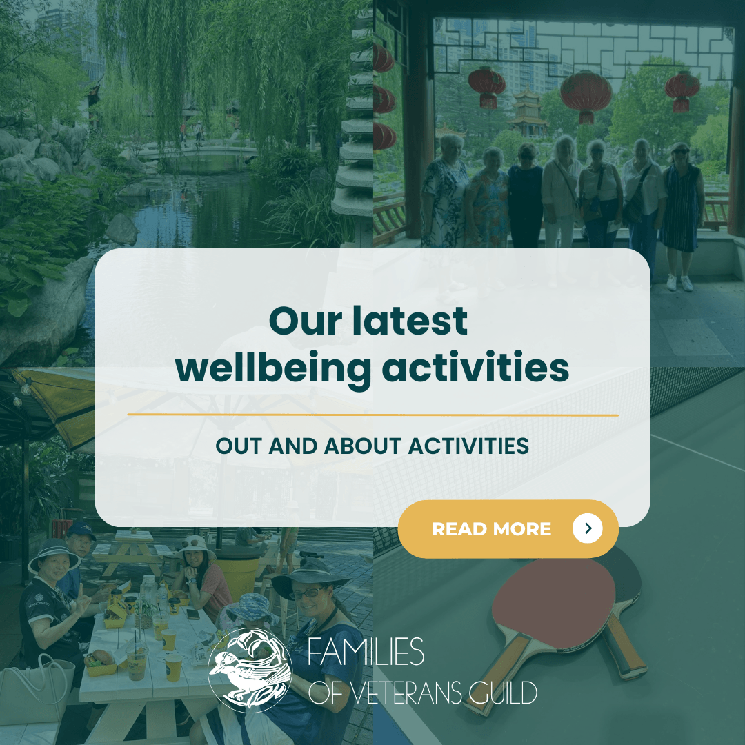 Wellbeing activities in our wellbeing program for veteran families, war widows