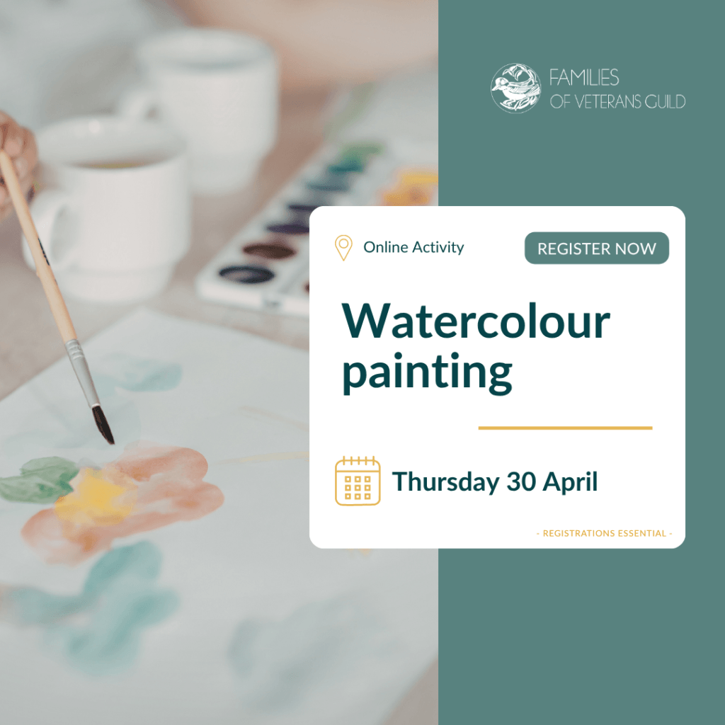 Watercolour painting wellbeing activity. Activities for war widows, defence and veteran families.