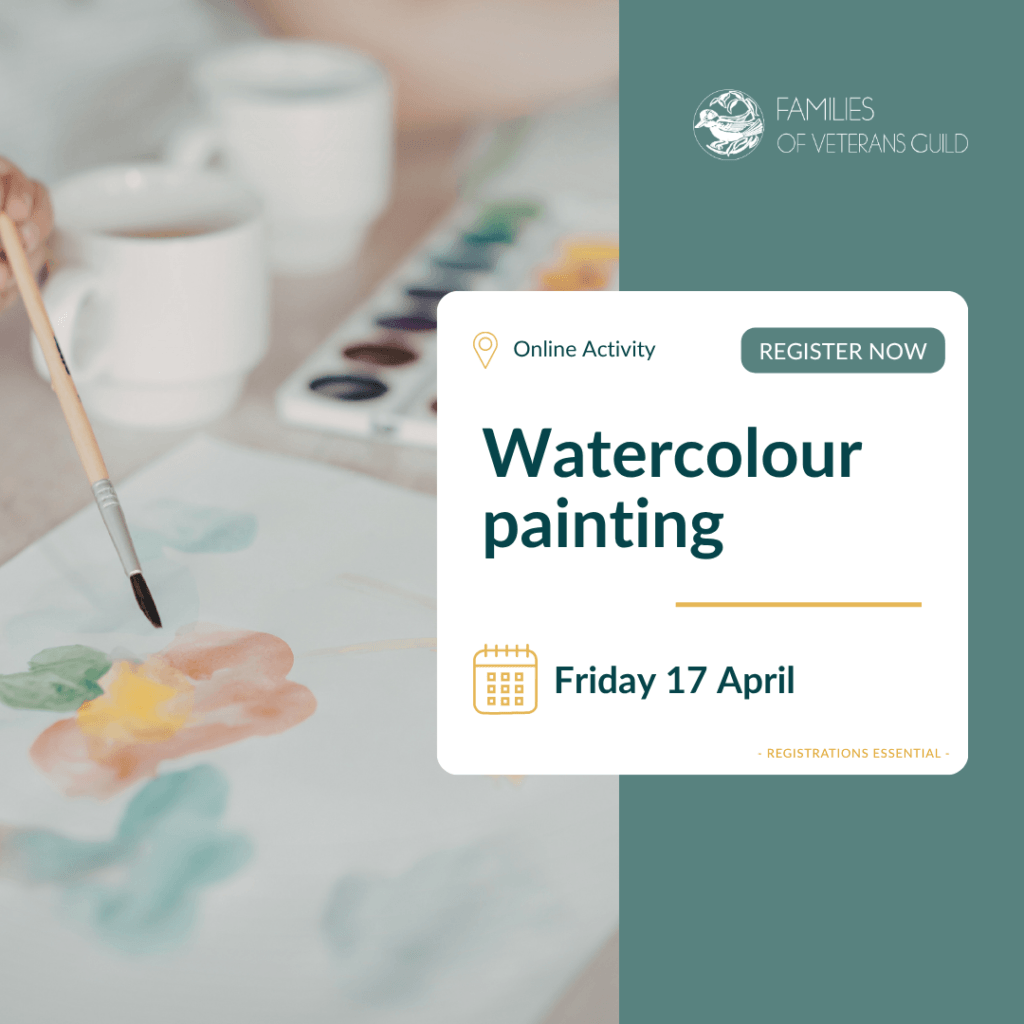 Watercolour painting wellbeing activity. Activities for war widows, defence and veteran families.