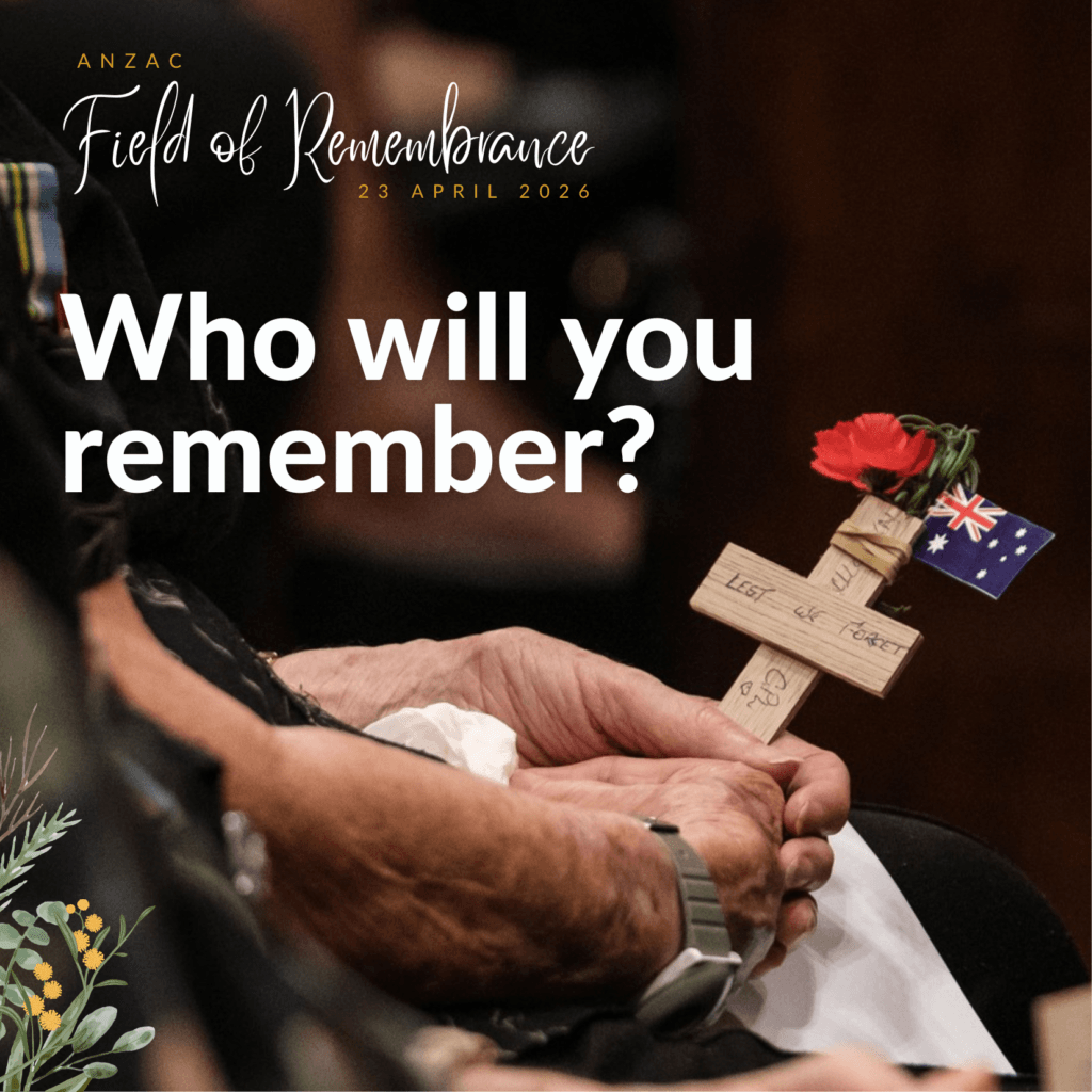 ANZAC Field of Remembrance 2026, Anzac Day ceremony for war widows, families of veterans