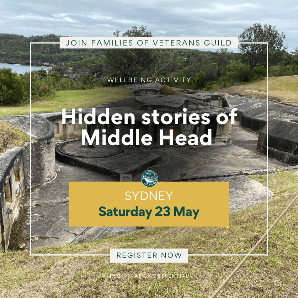 Hidden stories of Middle Head Sydney. Activities for war widows, defence and veteran families.