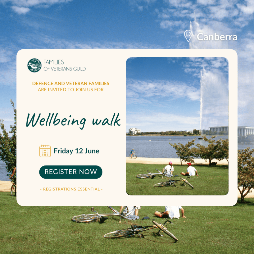 Wellbeing walk Canberra. Activities for war widows, defence and veteran families.
