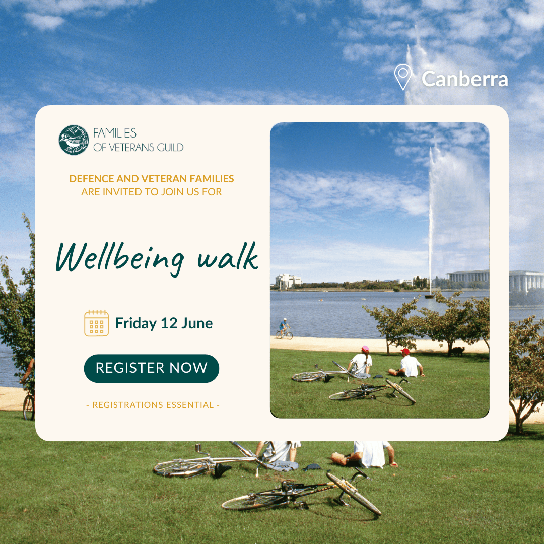 Wellbeing walk Canberra. Activities for war widows, defence and veteran families.