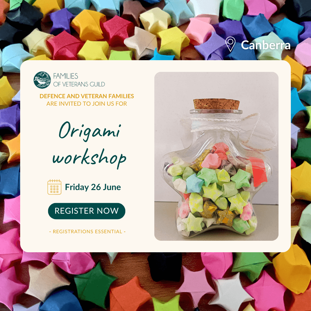 Origami workshop Canberra. Activities for war widows, defence and veteran families.