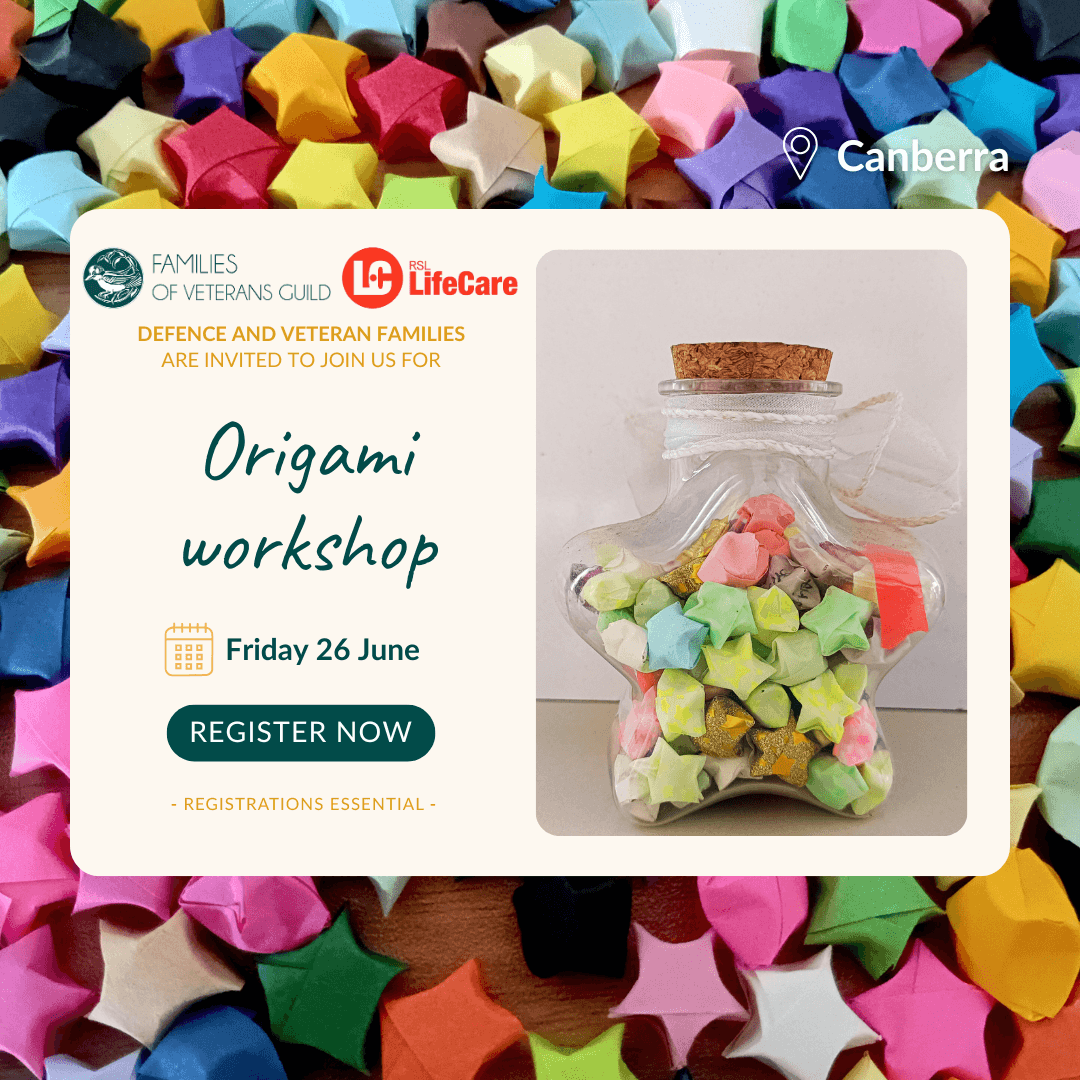 Origami workshop Canberra. Activities for war widows, defence and veteran families.