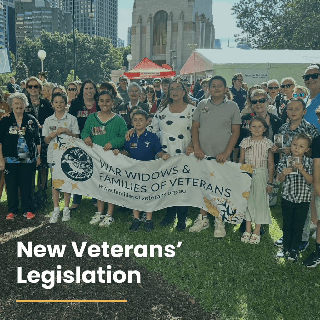 New Veterans' Legislation. War widows and families of veterans at the ANZAC Memorial.